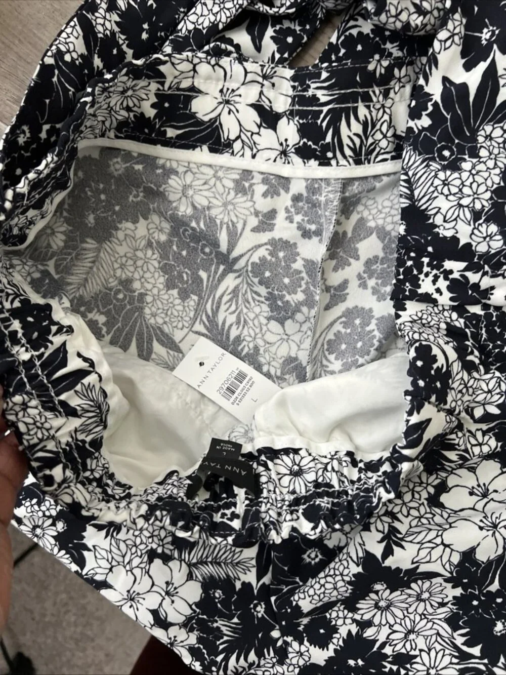 Ann Taylor Wide Leg Floral Pants Waist Tie Full Length Womens Large New